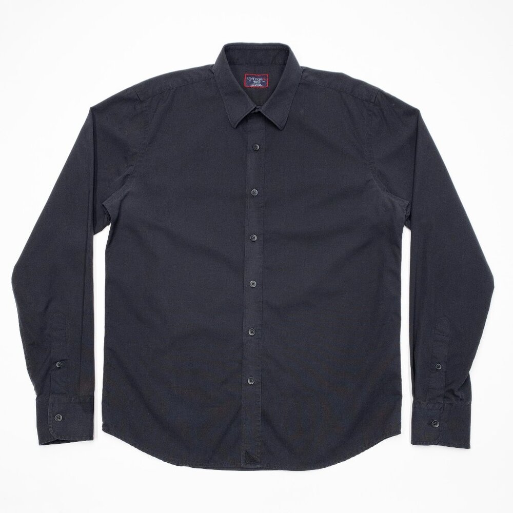 UNTUCKit Dress Shirt Men's Medium Slim Fit Solid Black Long Sleeve Button-Up